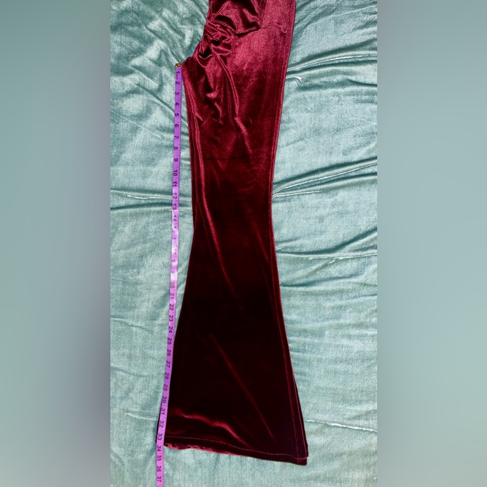 ☮️BLANC NYC☮️DEEP WINE VELVET BELLS - Picture 7 of 9